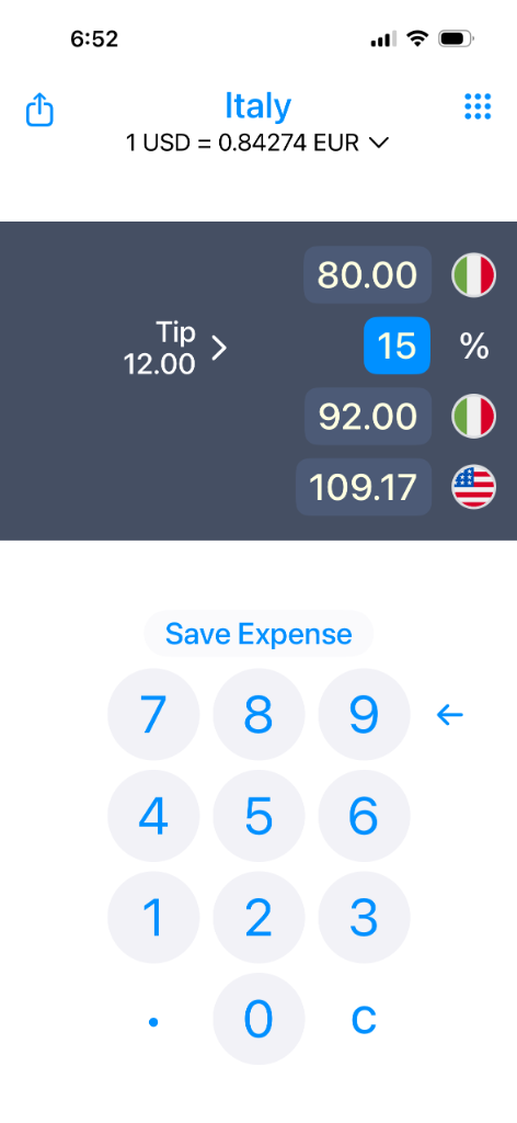 Tip and discount calculator for travelers