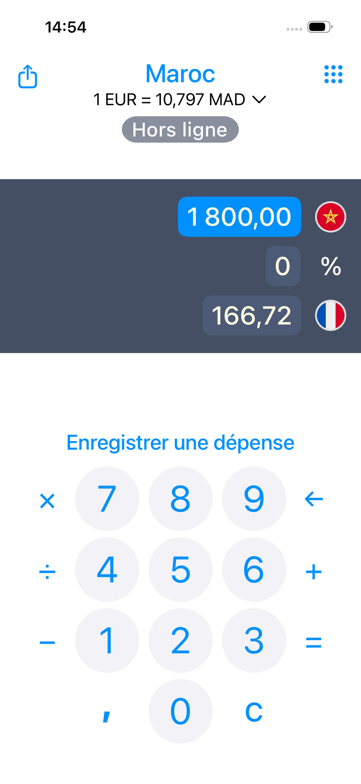 Interface du convertisseur de devises