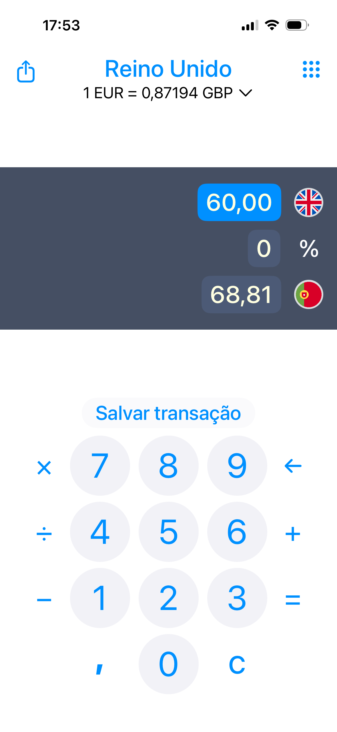 Conversor de Moeda + conversor de moeda offline para viagens no iPhone